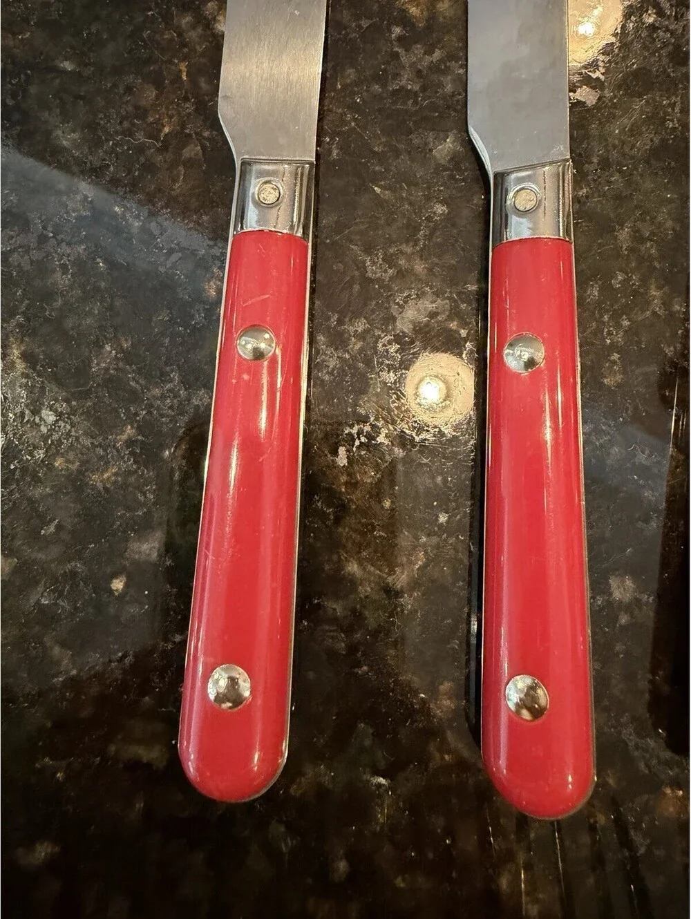 Vintage 80s Gibson Flatware French Country Style Red Handle 17 Pieces EUC